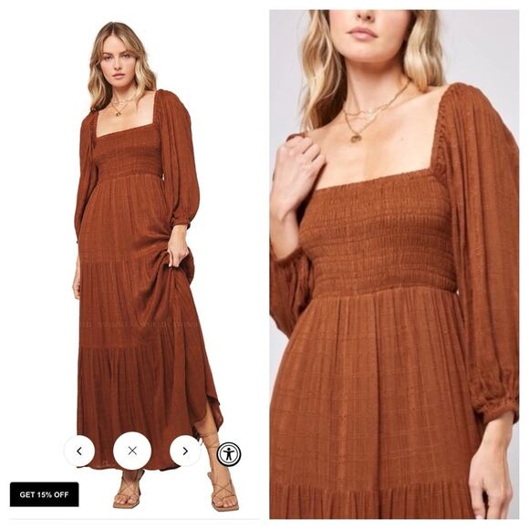 NEW Revolve L Space Womens Dakota Swimsuit Coverup Maxi Dress Brown Size Small